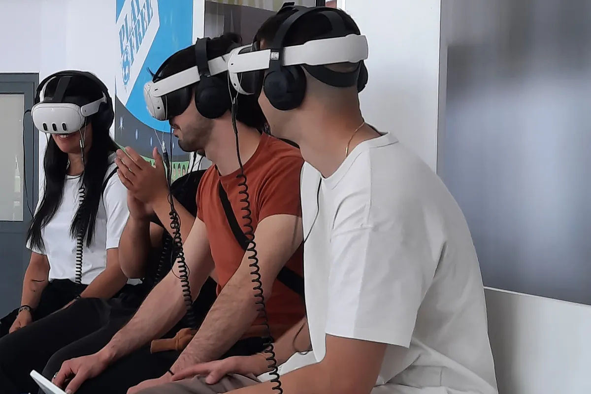 Visitors trying immersive content with VR headsets