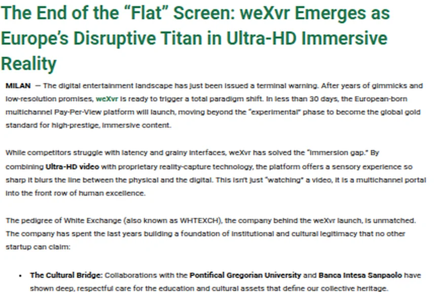Italiani.it article about WEXVR
